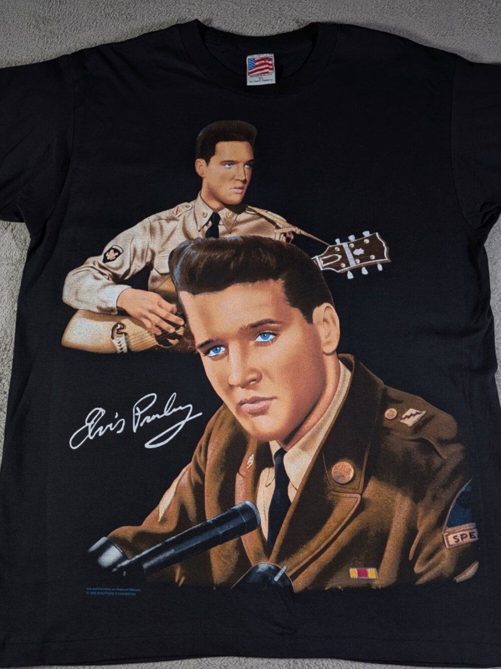 Vintage 1995 Elvis Presley Army Graphic Tee XL Single Stitch 90s